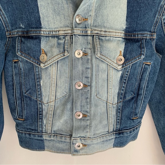 Proenza Schouler White Label ~2- Tone Bleached Cropped Denim Jacket - Picture 5 of 16